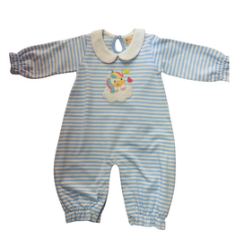 Luigi LS Sky Blue Stripe Unicorn Romper