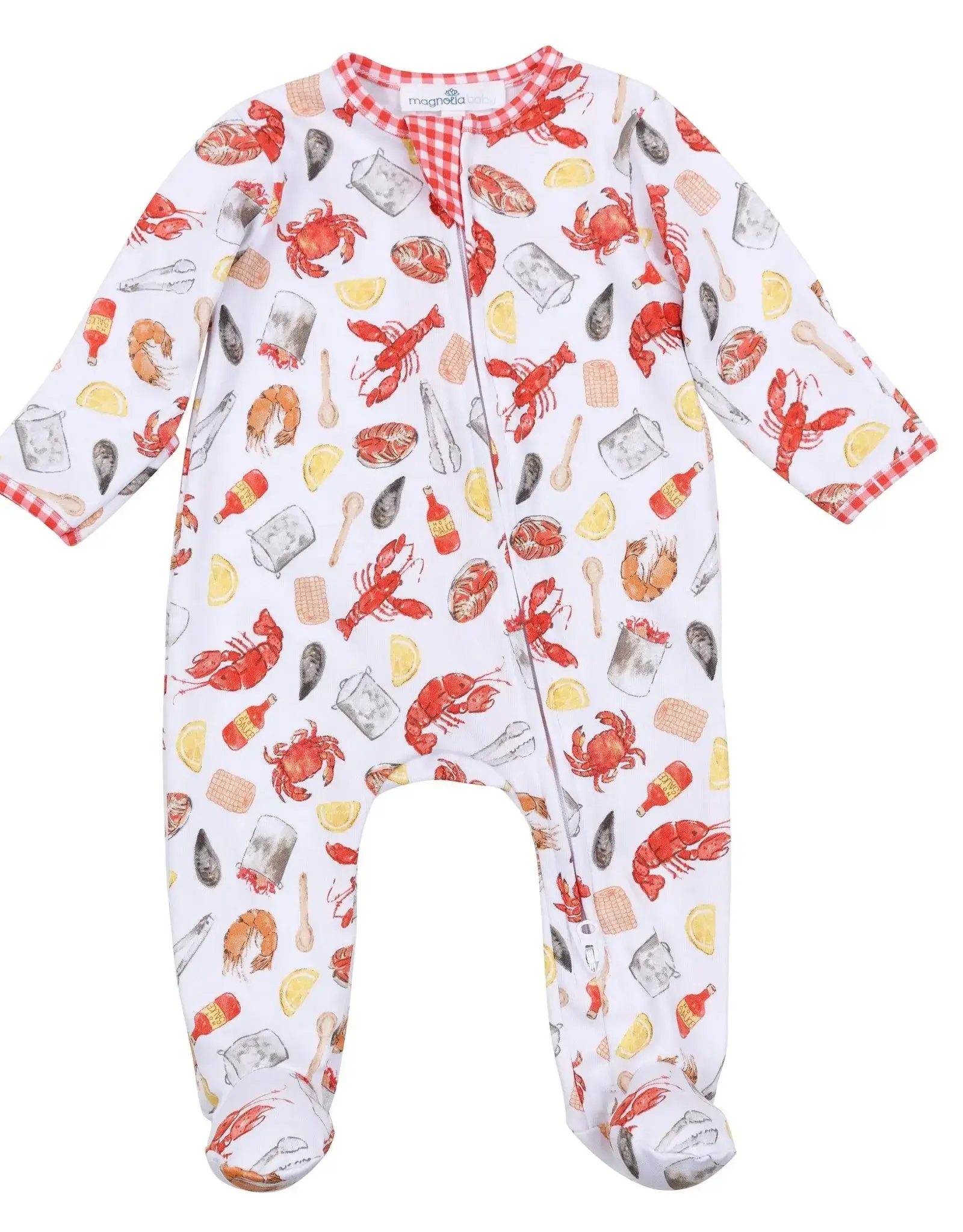 Magnolia Baby Crawfish Season Zip Footie
