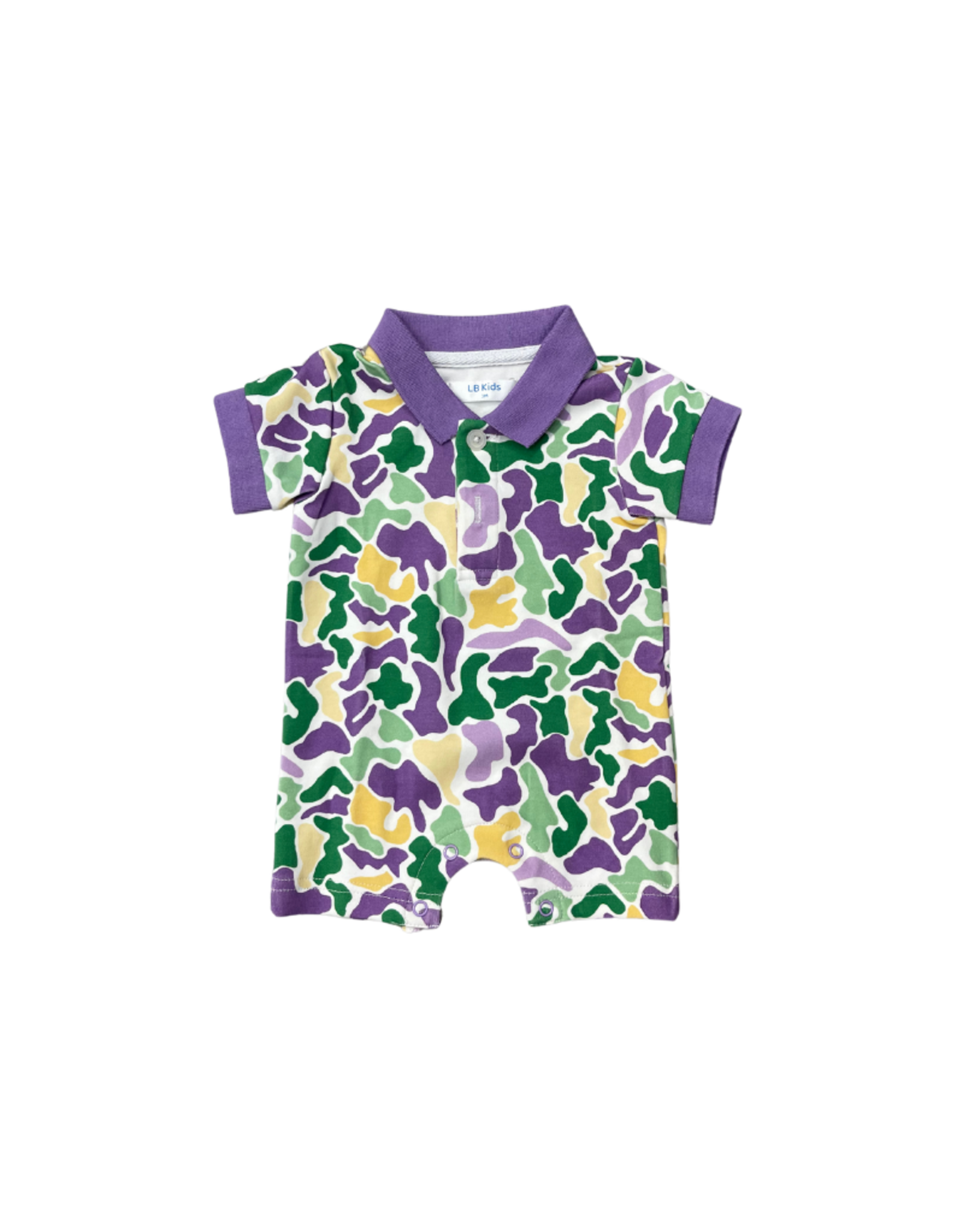 Lulu Bebe LLC Mardi Gras Camo SS Polo Shortall