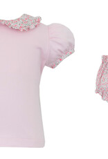 Petit Bebe Pink Pique Floral Bloomers Set