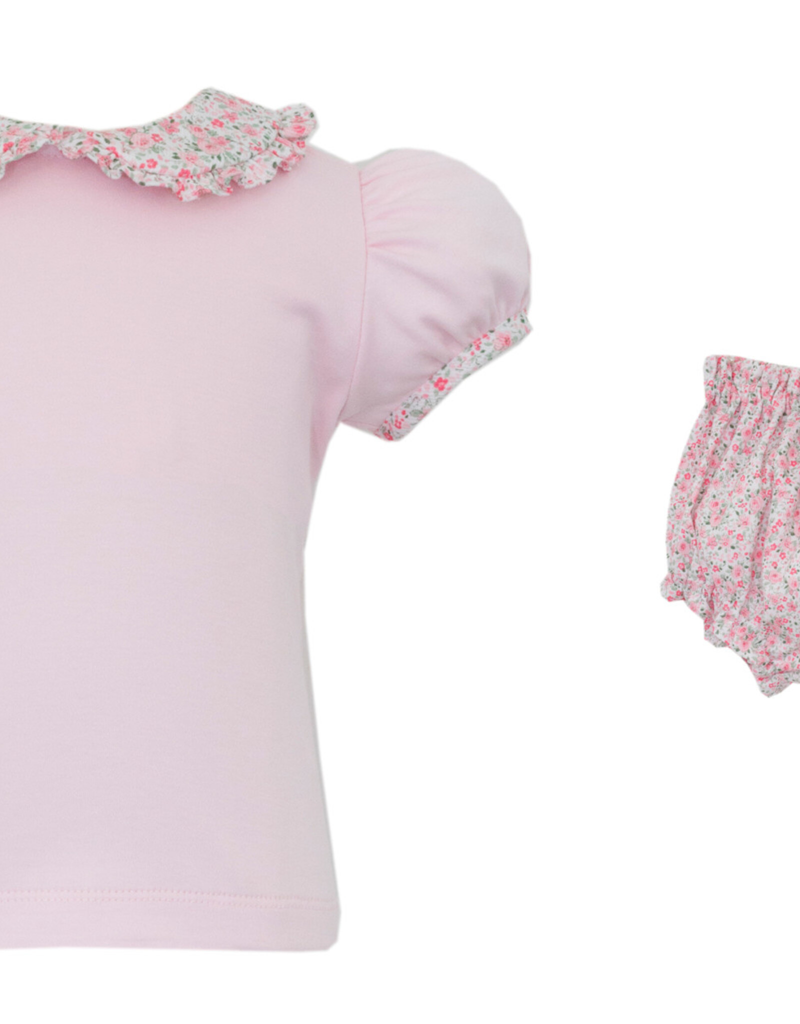 Petit Bebe Pink Pique Floral Bloomers Set