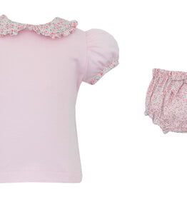 Petit Bebe Pink Pique Floral Bloomers Set
