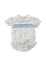 Rosalina White Bubble w/ Blue Floral Smocking