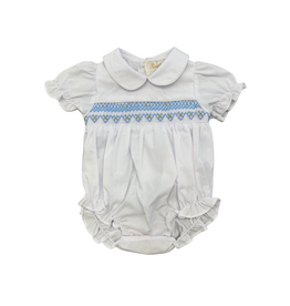 Rosalina White Bubble w/ Blue Floral Smocking