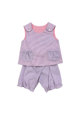 Rosalina Purple/Pink Gingham Reversible Short Set w/ Pockets
