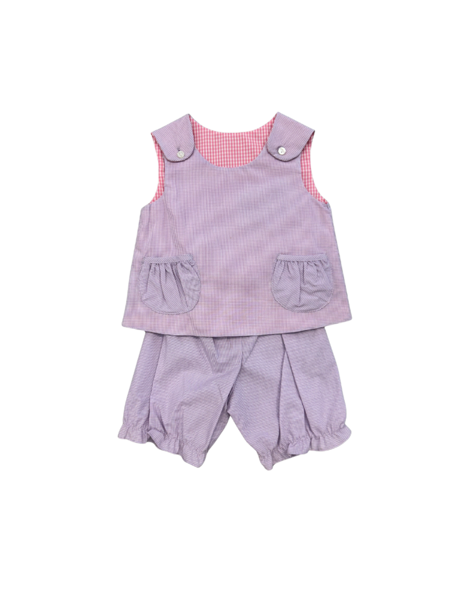 Rosalina Purple/Pink Gingham Reversible Short Set w/ Pockets