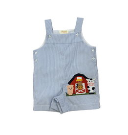 Rosalina Light Blue Seersucker Farm House Romper