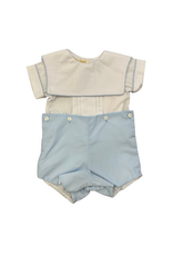 Rosalina White/Blue Buttoned Short Set w/ Square Collar