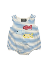 True Blue Stripe Knit Fish Applique Bubble