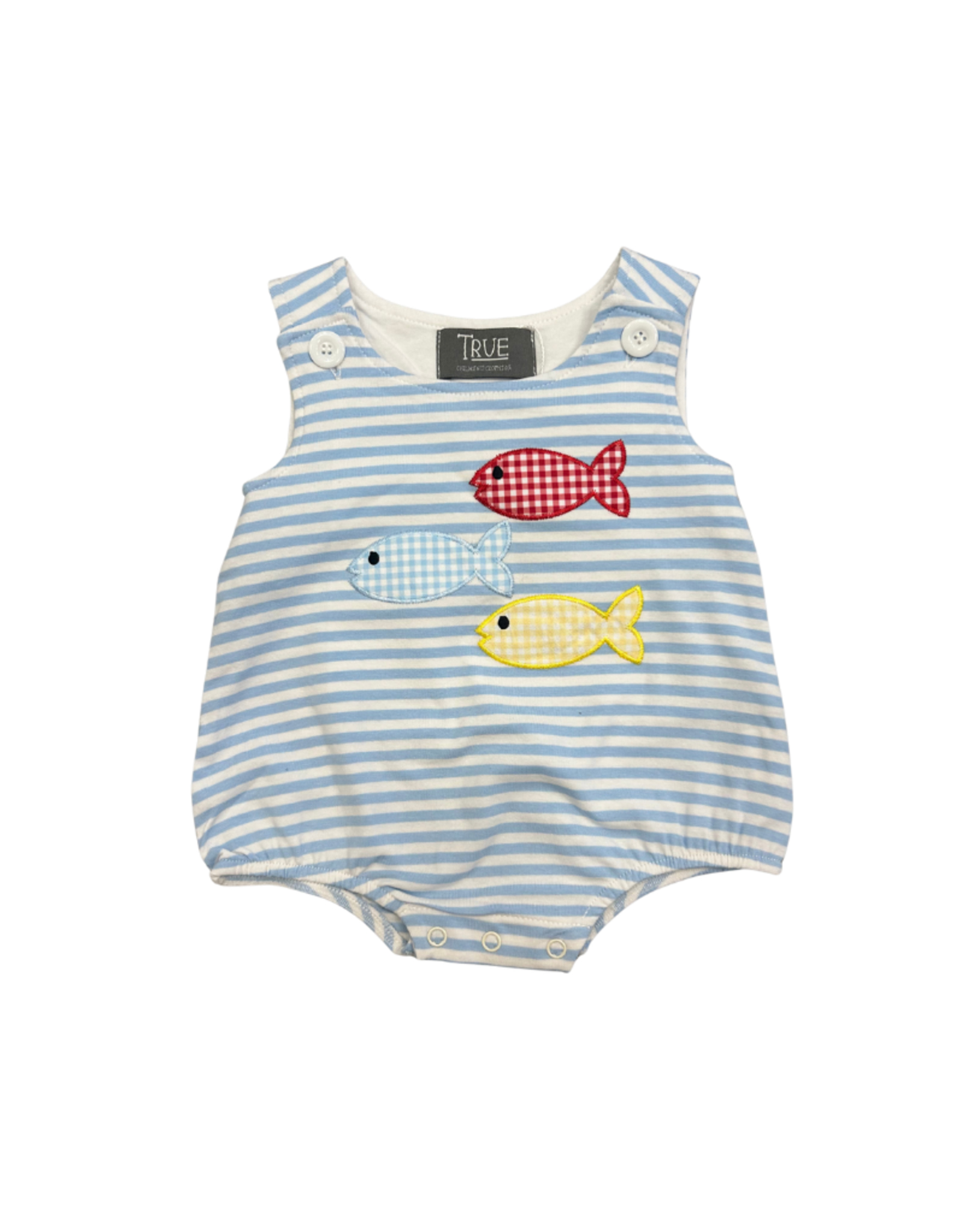 True Blue Stripe Knit Fish Applique Bubble