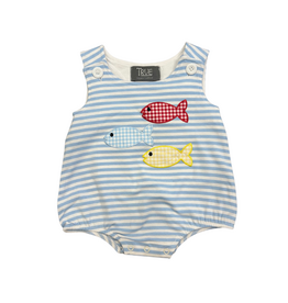 True Blue Stripe Knit Fish Applique Bubble