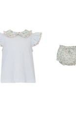 Petit Bebe Light Blue Stripe and Floral Bloomers Set