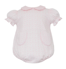 Petit Bebe Pink Knit Floral Bubble w/ Scalloped Collar