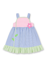 Florence Eiseman Multi Color Seersucker Dress with Flower