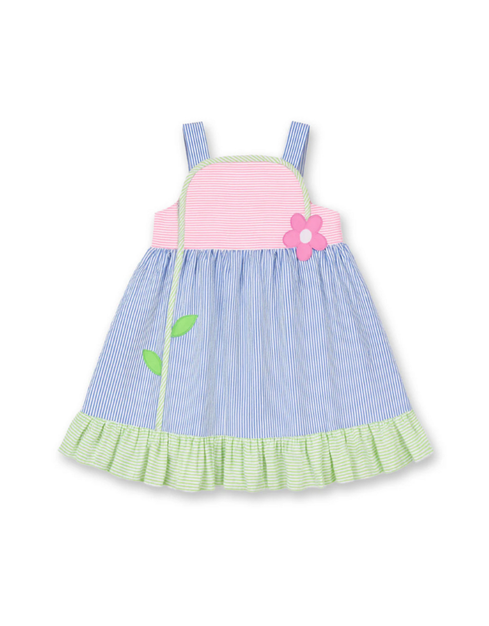 Florence Eiseman Multi Color Seersucker Dress with Flower