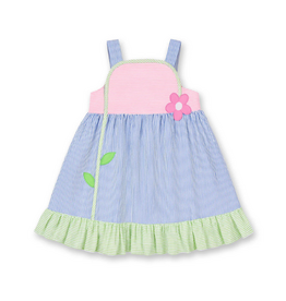 Florence Eiseman Multi Color Seersucker Dress with Flower