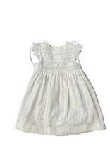 Luli & Me Filtire Mini Flowers Dress, White with Blue