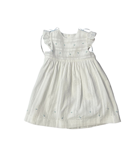 Luli & Me Filtire Mini Flowers Dress, White with Blue