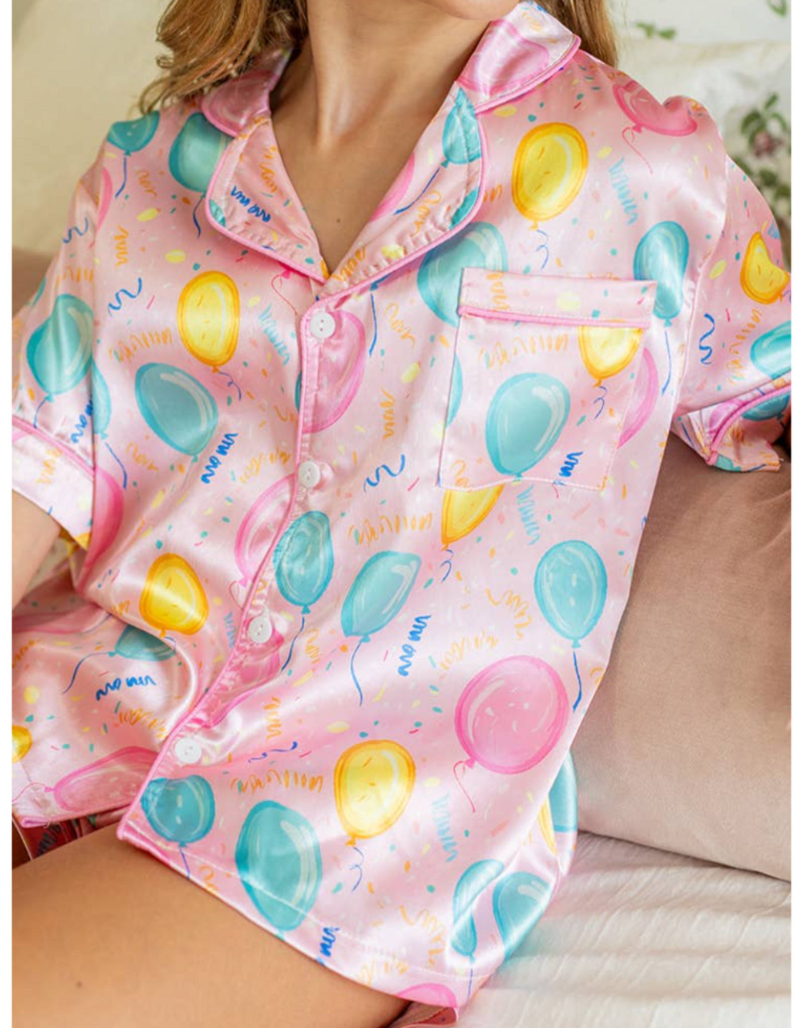 Blended Spirit Silky Birthday Balloons Pj Set