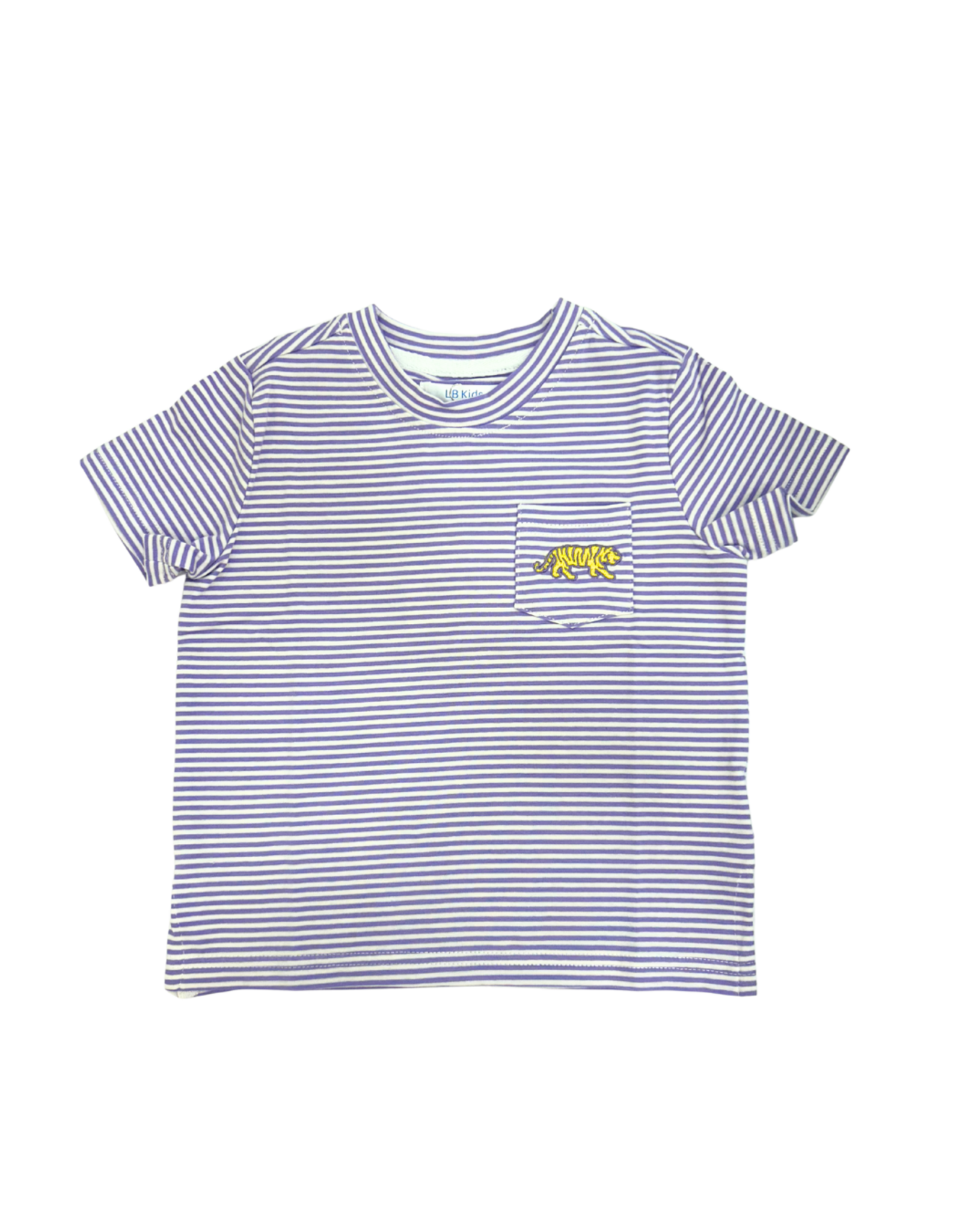 Lulu Bebe LLC Purple Stripe Embr Tiger Crewneck