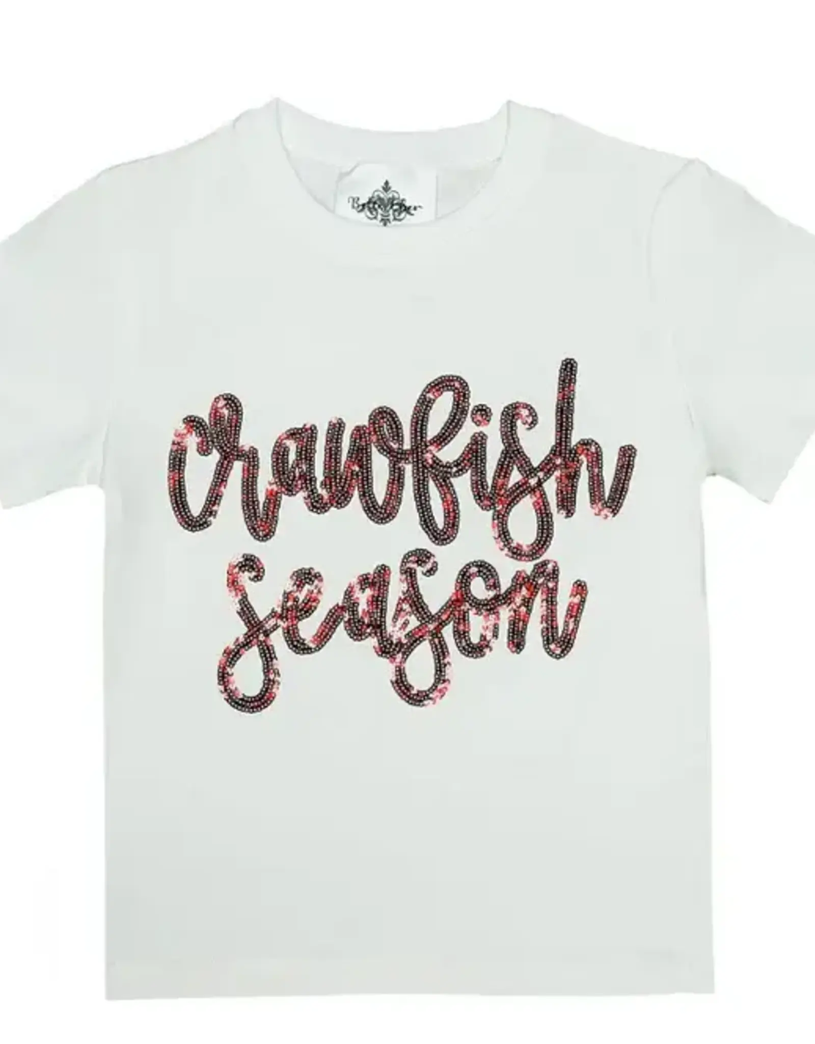 Belle Cher Crawfish Season Sequin White Shirt
