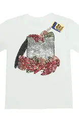 Belle Cher Crawfish Season Sequin White Shirt