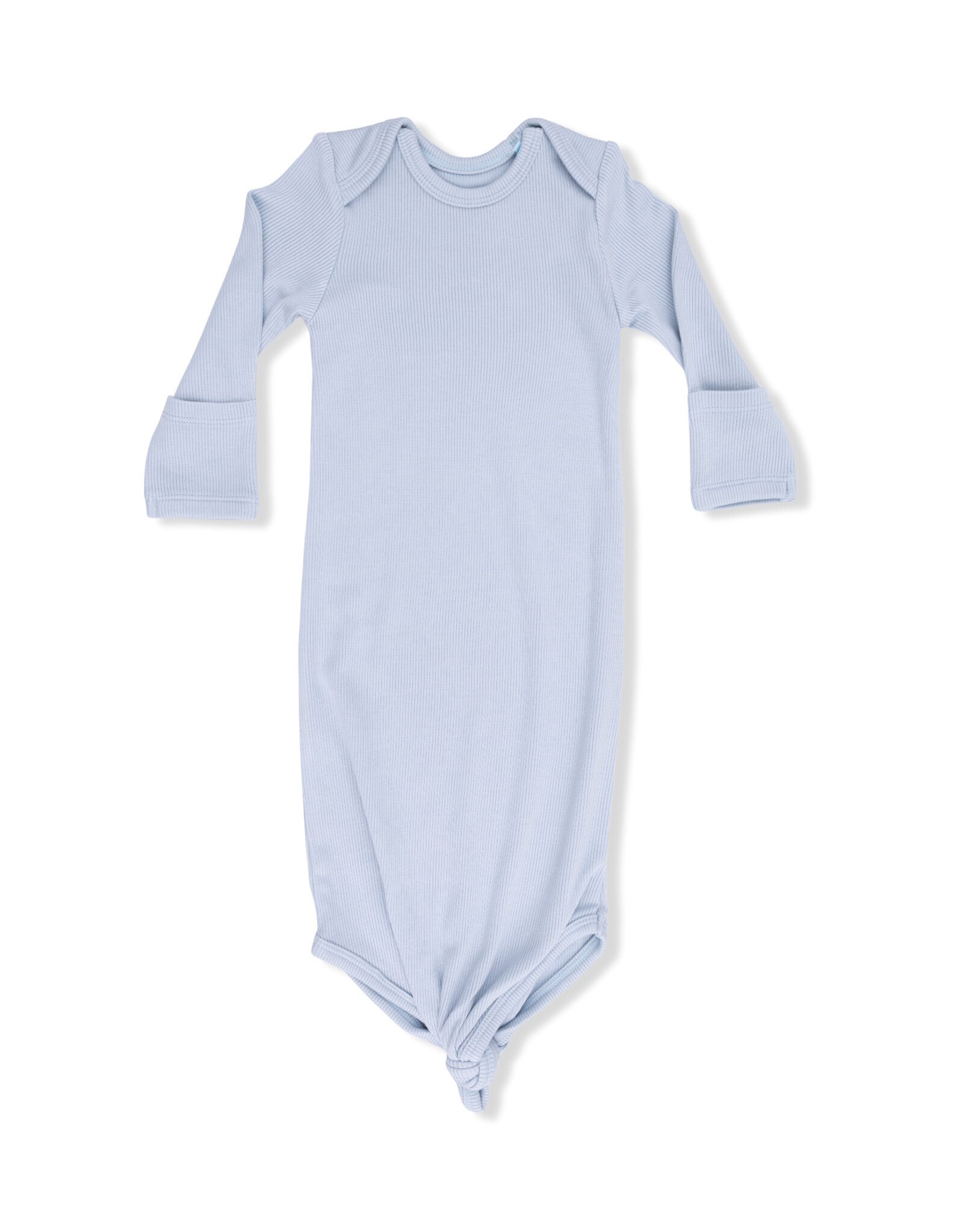 Angel Dear Solid Niagara Mist Rib Knotted Gown 0/3m