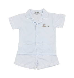 Sweet Dreams Blue Bunny and Basket Embroidered PJ Set