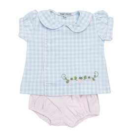 Sweet Dreams Blue Gingham Strawberry Diaper Set