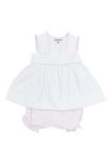 Sweet Dreams White with Pink Trim Bloomer Set