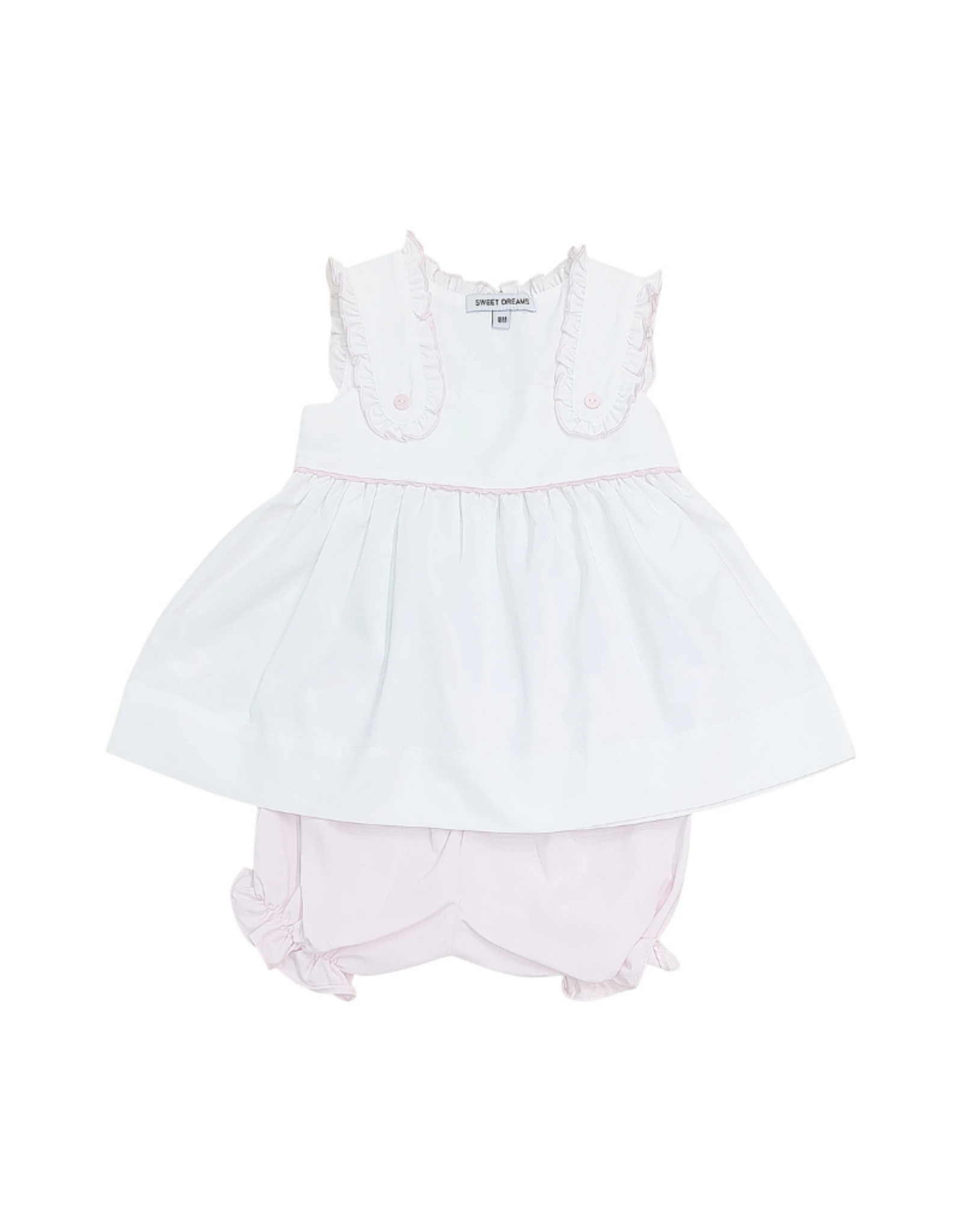 Sweet Dreams White with Pink Trim Bloomer Set