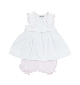 Sweet Dreams White with Pink Trim Bloomer Set