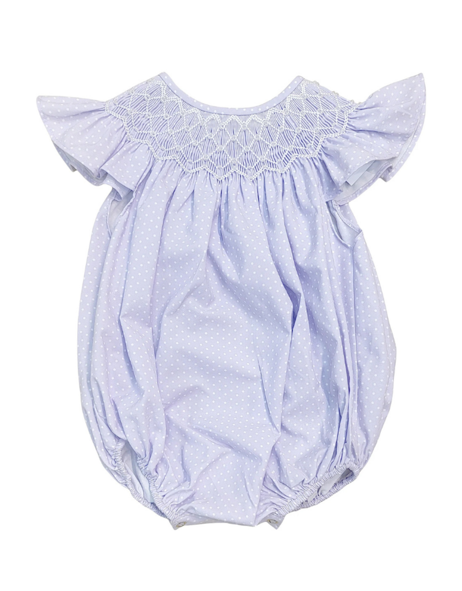 Sweet Dreams Cathy Purple Polka Dot Smocked Bubble