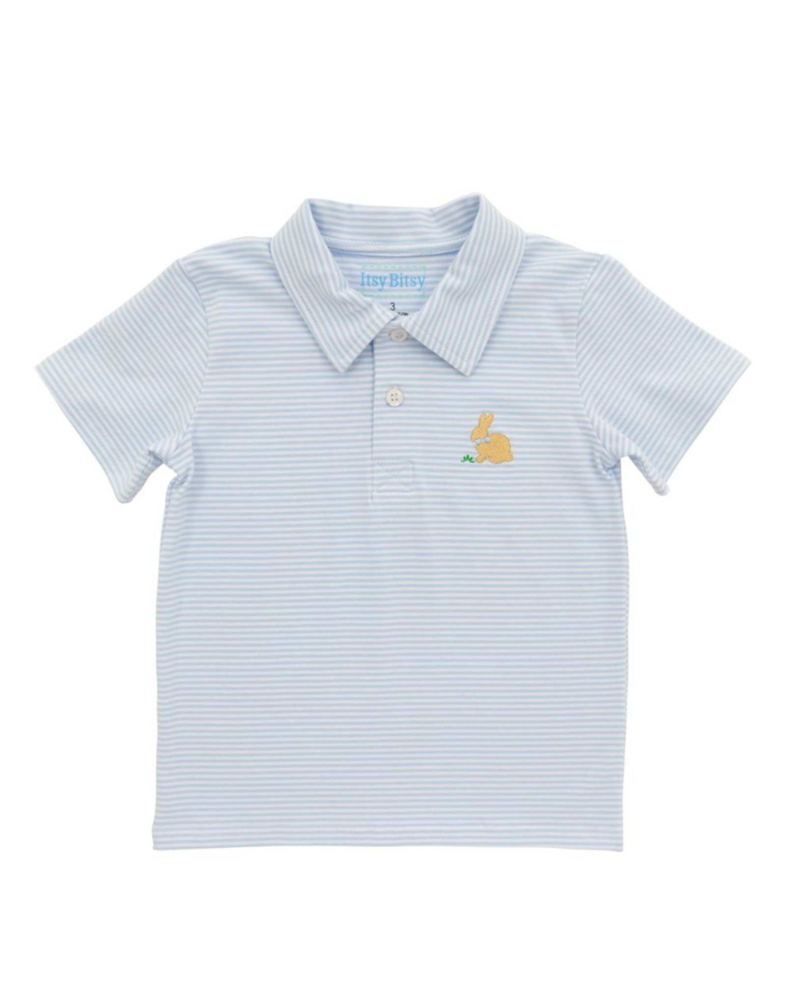 Itsy Bitsy Light Blue & White Stripe Bunny Polo