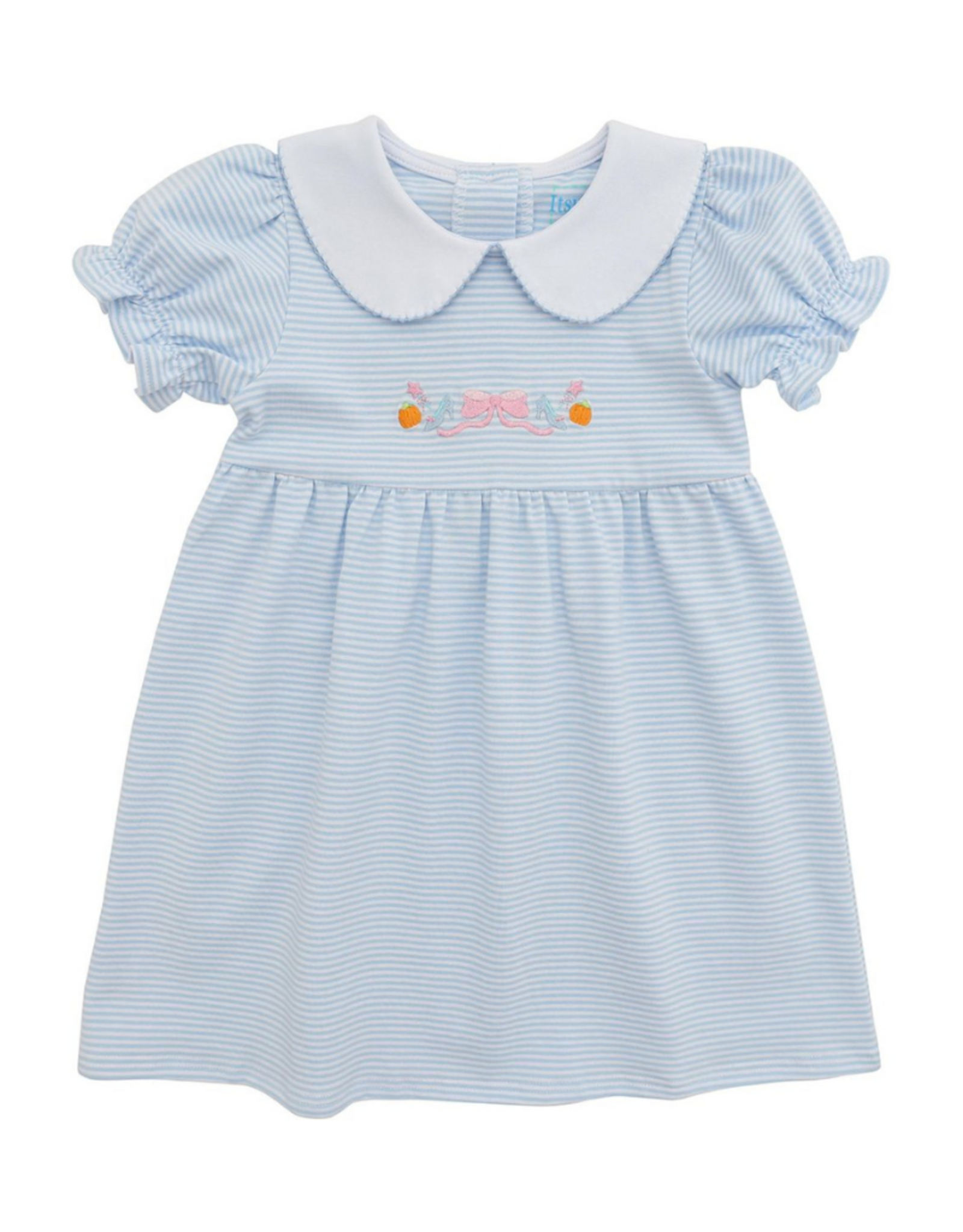Itsy Bitsy Princess Dress, Light Blue Knit Stripe