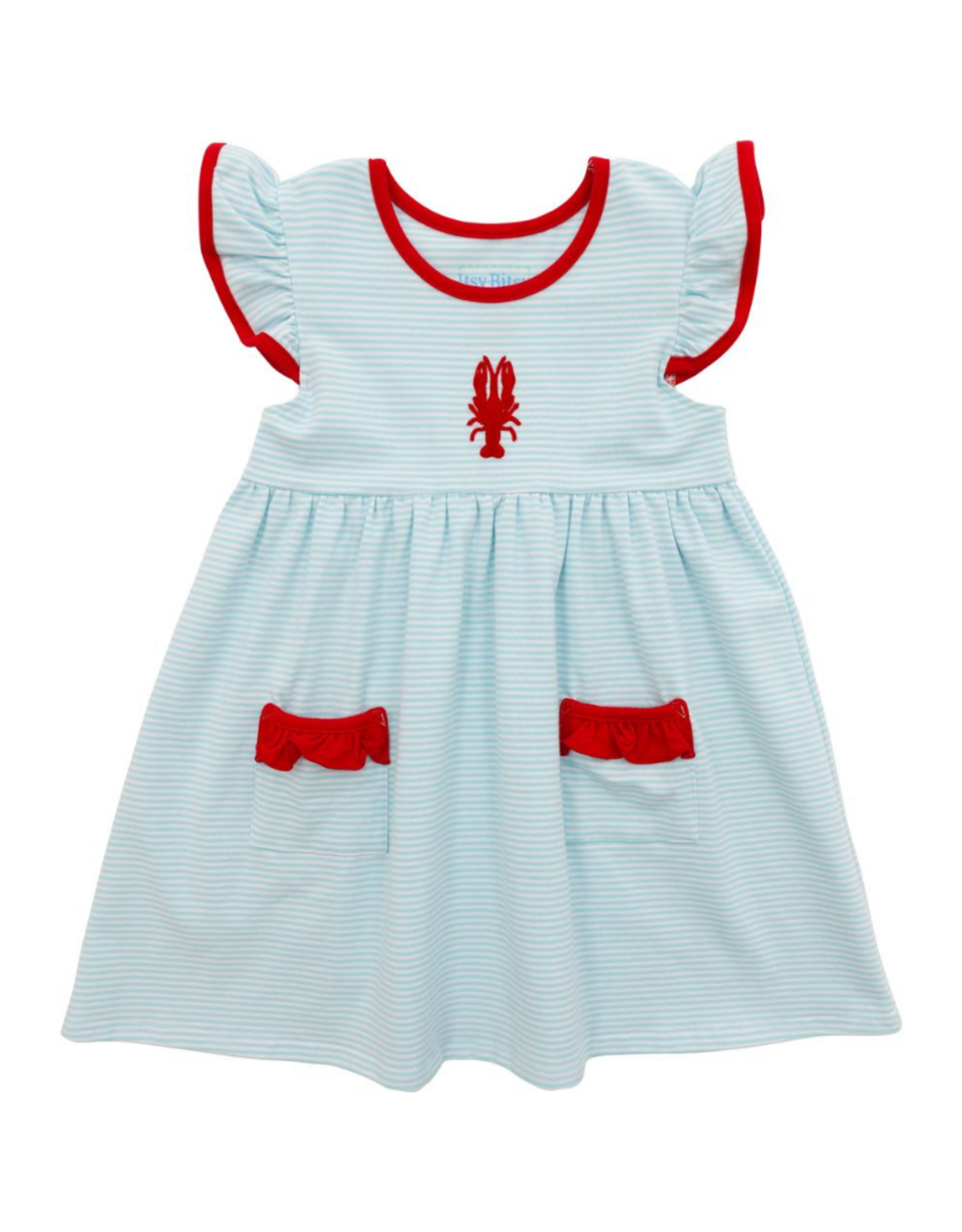 Itsy Bitsy Aqua Stripe Crawfish Dress