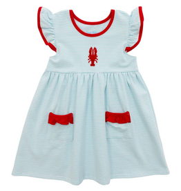 Itsy Bitsy Aqua Stripe Crawfish Dress