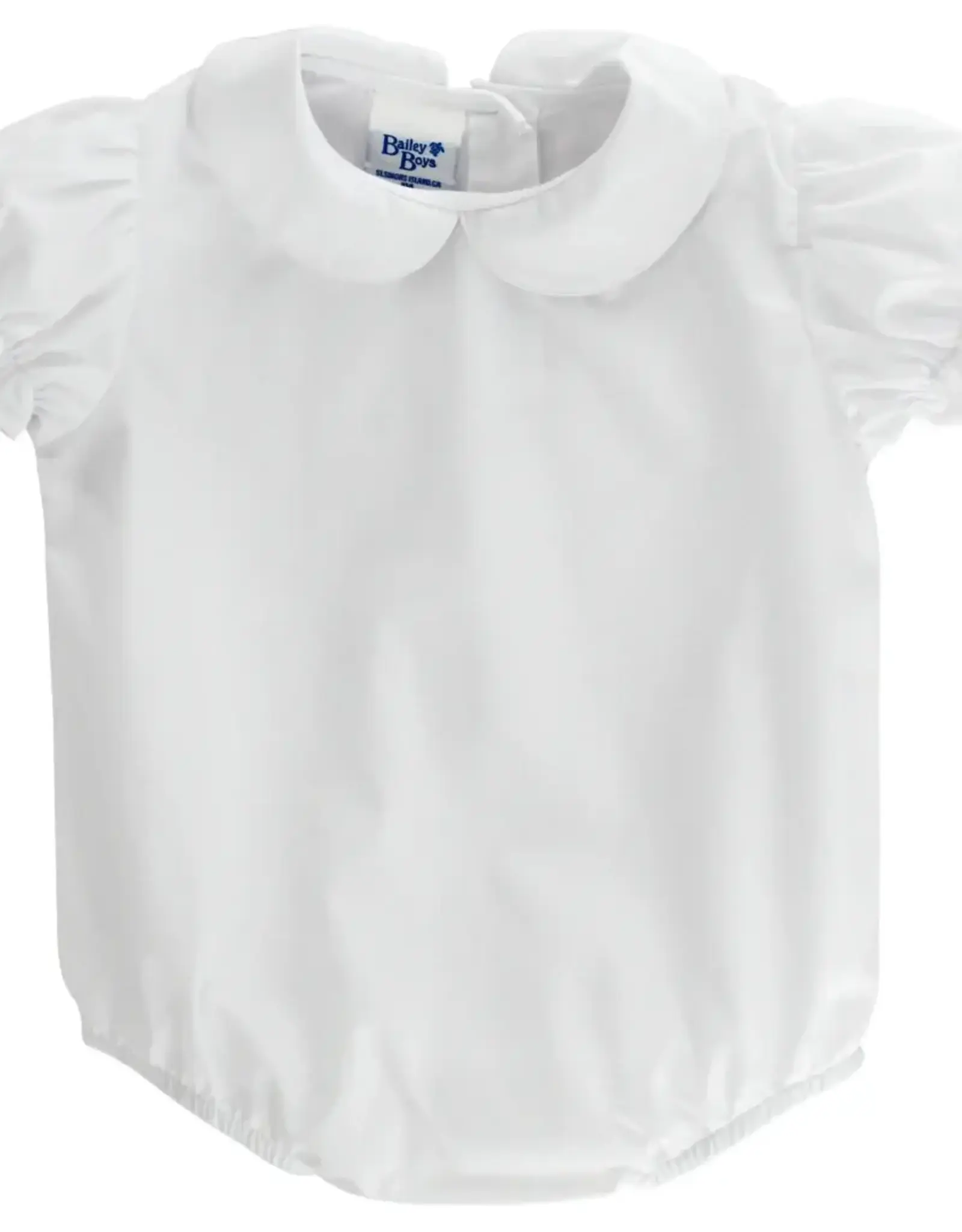 The Bailey Boys Short Sleeve White Woven Girls Peter Pan Onesie