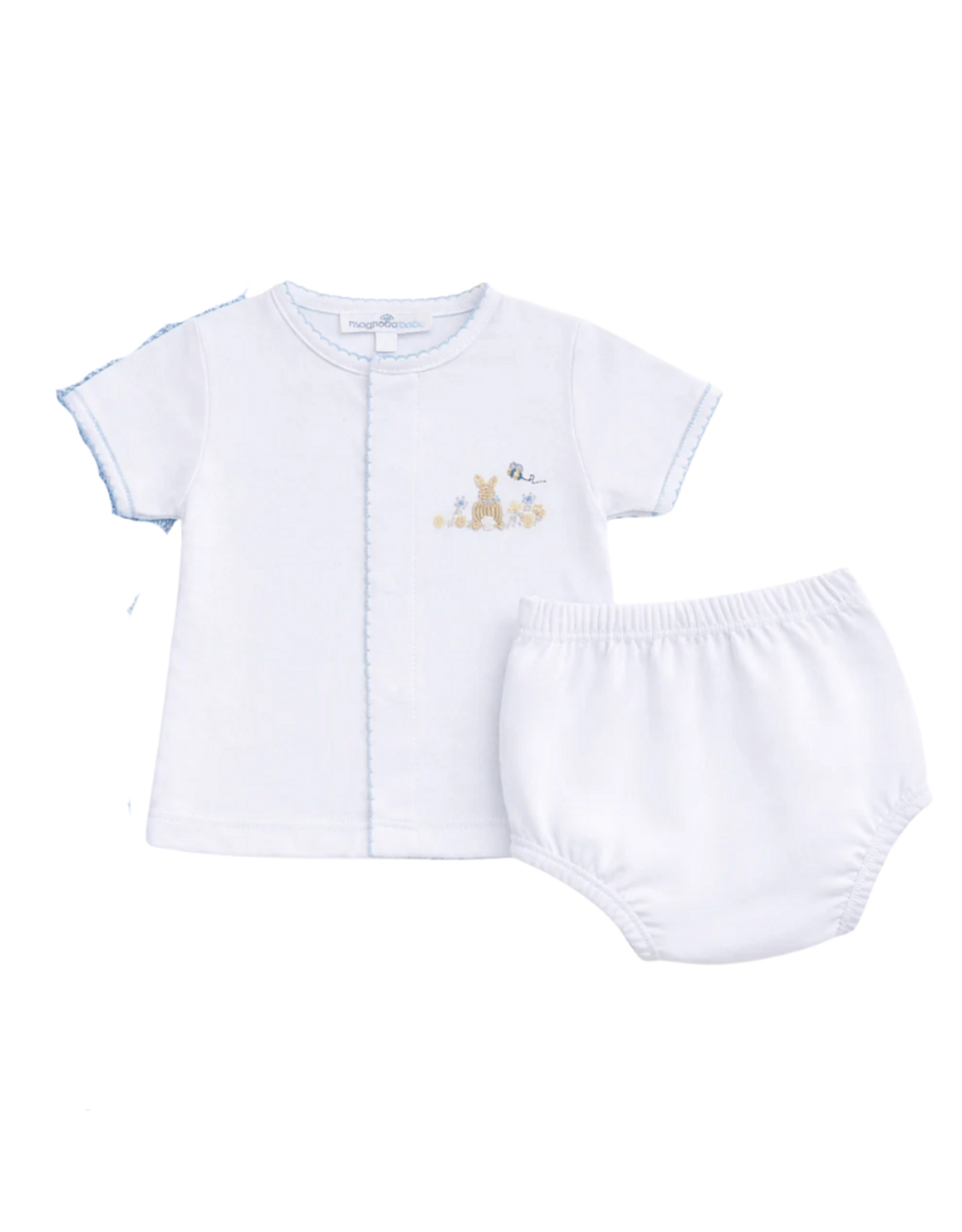 Magnolia Baby Bunny Basket Diaper Cover Set, Light Blue