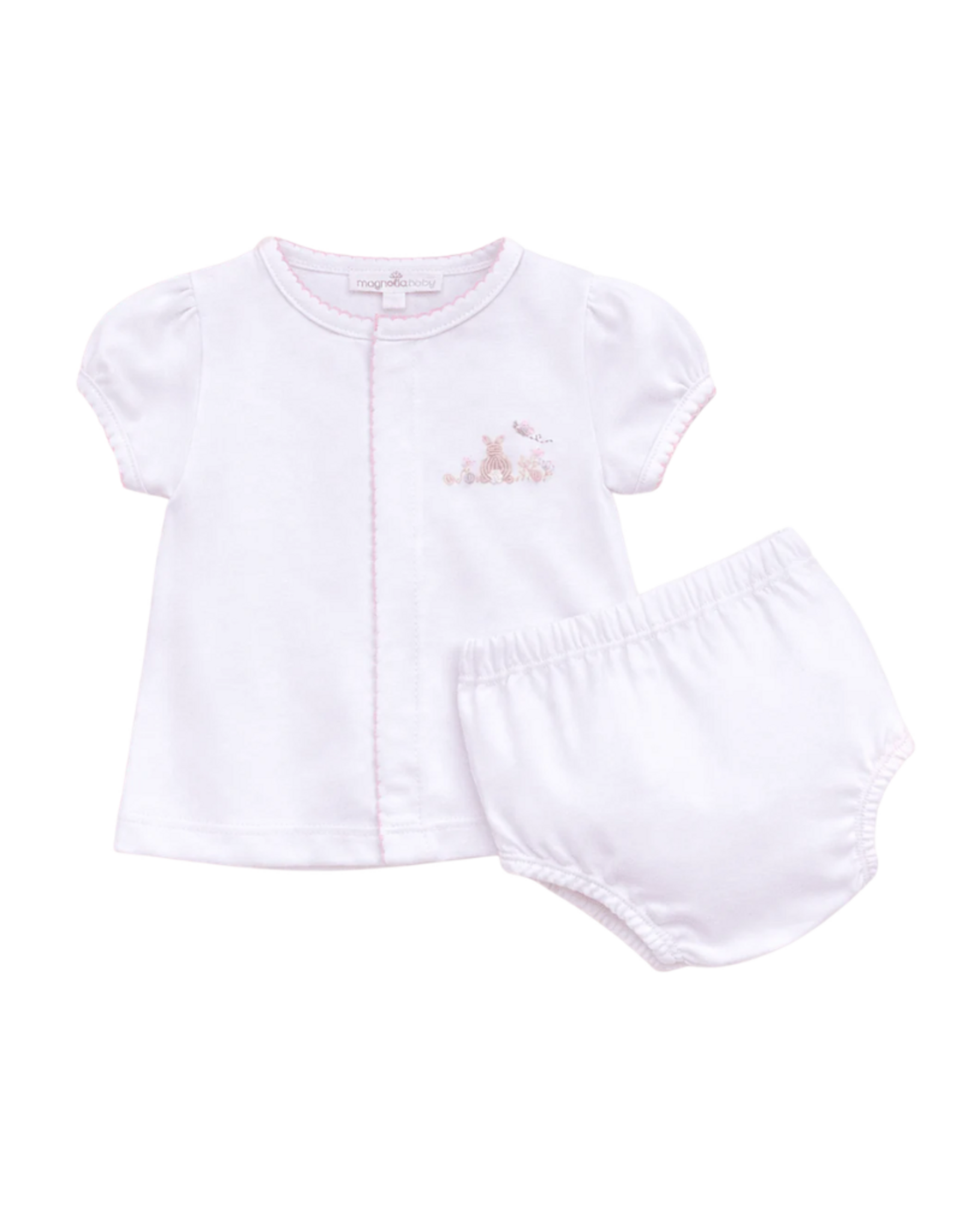 Magnolia Baby Bunny Basket Diaper Cover Set, Pink
