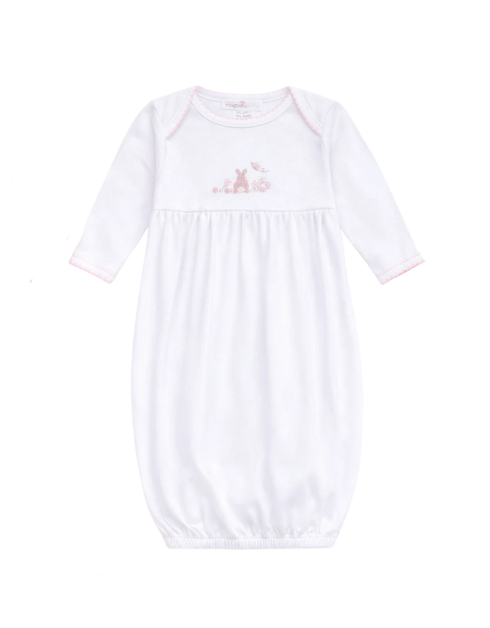 Magnolia Baby Bunny Basket Gathered Gown, Pink