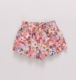 Pink Chicken Scallop Short, Burgundy Sketch Floral