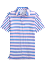 Southern Tide SS Driver Waterway Stripe Perf Polo, Ocean Channel