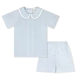 LullabySet Jonathan Short Set, Blessings Blue Batiste