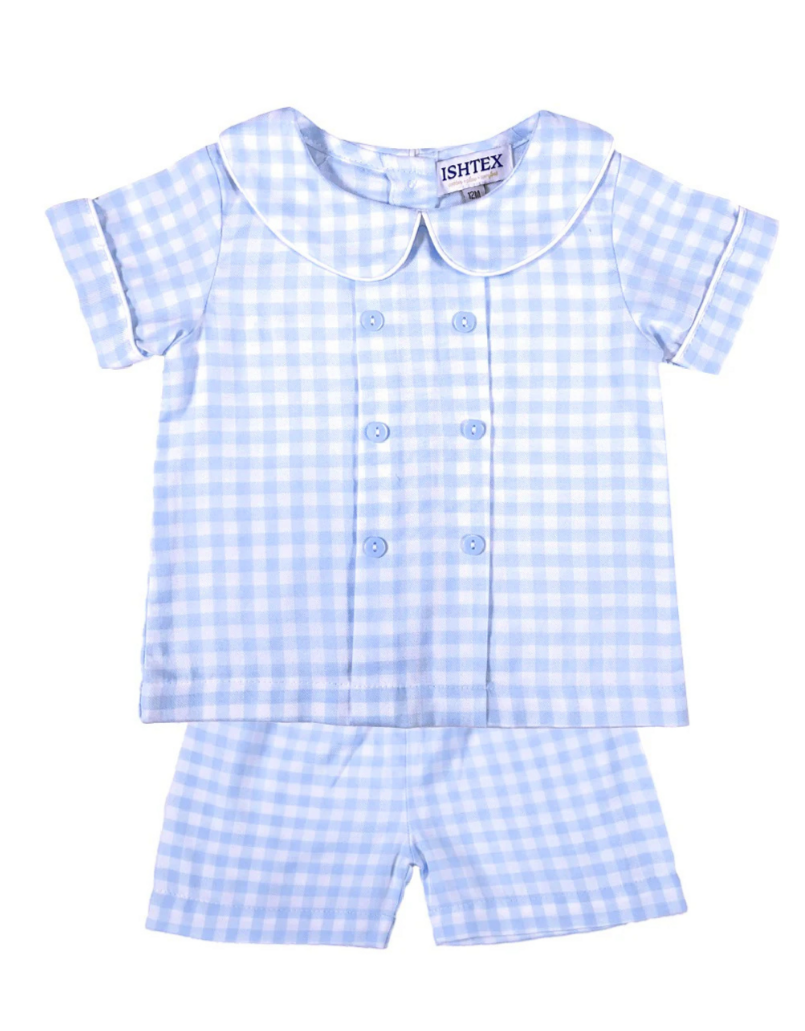 Ishtex Blue Gingham Short Set