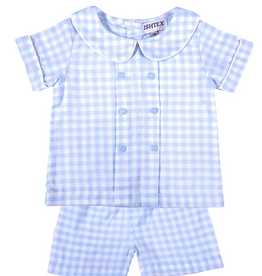Ishtex Blue Gingham Short Set