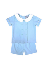 Ishtex Blue Popplin Boy's Short Set