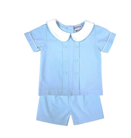 Ishtex Blue Popplin Boy's Short Set