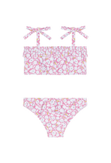 Minnow Blush Bloom Ruffle Bandeau Bikini With Tie Straps