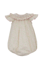 Anavini Evangeline Pink Mini Floral Smock Ruffle Collar Bubble